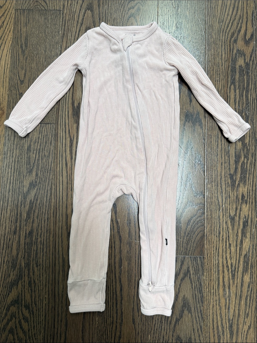 Kyte BABY ribbed Long Sleeve One-Piece Light Blush